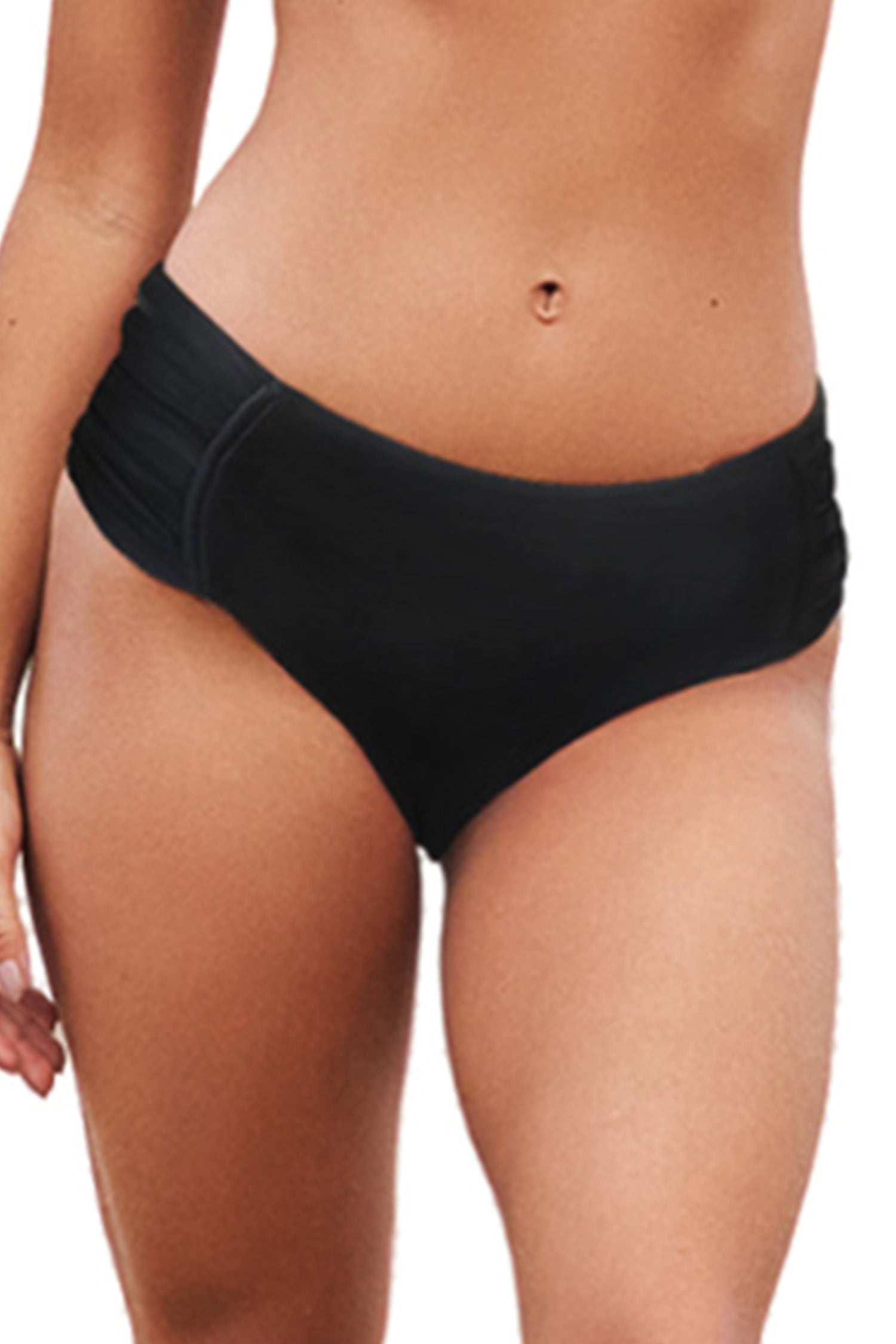 Bottom Drapeada Larga Liso Preto