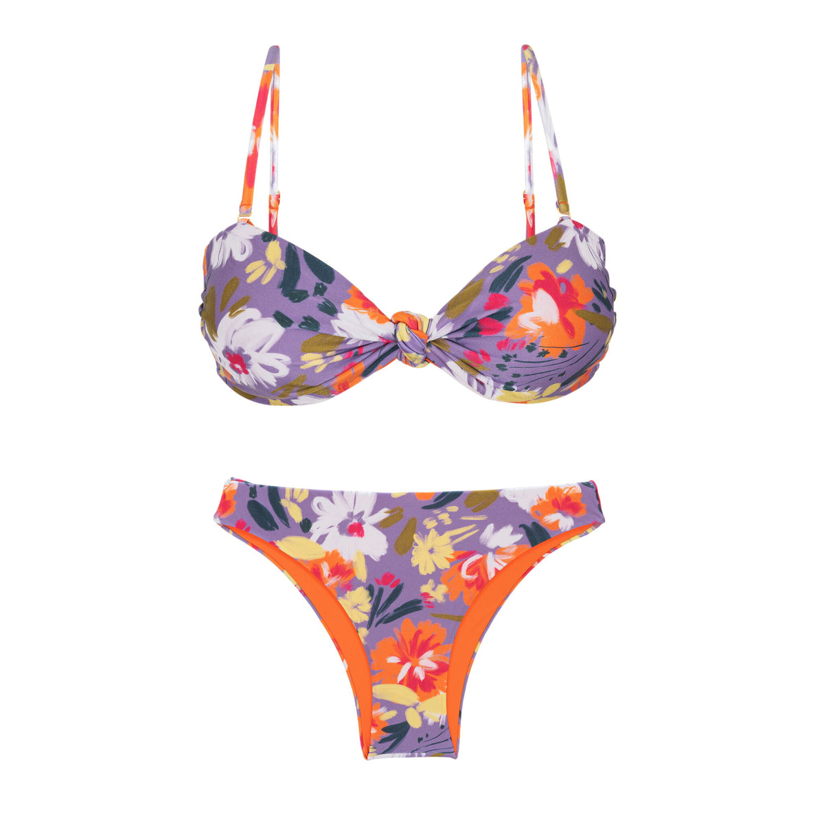 Product Front: Rio De Sol Two Piece Swimwear Set Garden-Flower Bandeau-Joy Essential
