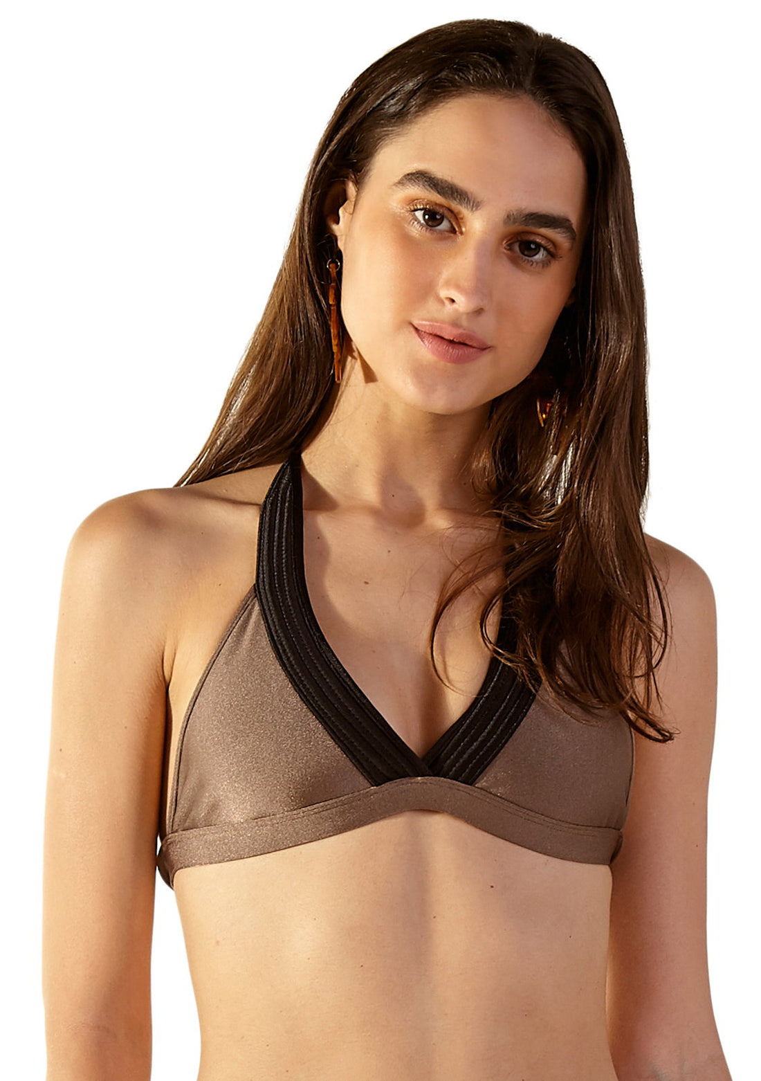 Gallery: Blueman Bikini Tops Top Matelasse Caramelo Preto