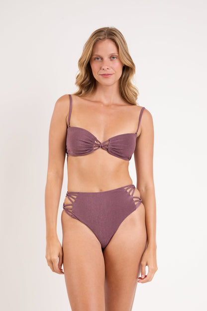 Image 05: Rio De Sol Two Piece Swimwear Set Malibu-Ebano Bandeau-Iris Highwaist-Spin-Iris