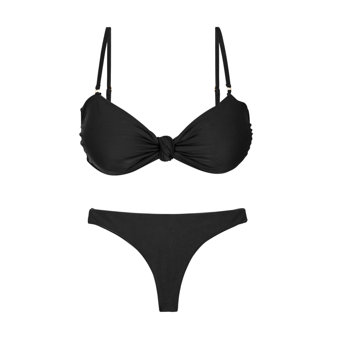 Product Front: Rio De Sol Two Piece Swimwear Set Touch-Black Bandeau-Joy Mia