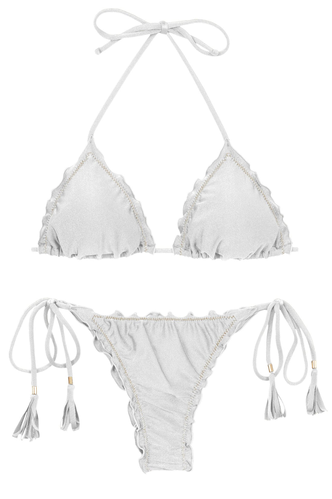 Product Front: Rio De Sol Two Piece Swimwear Set Shimmer-White Frufru-Fio