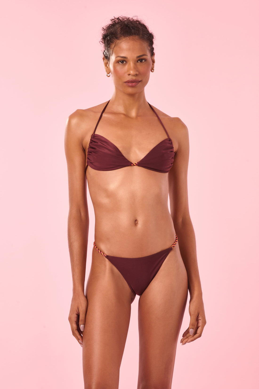 Model Front: Blueman Bikini Bottoms Bottom Vinho Fox-New-Tahity