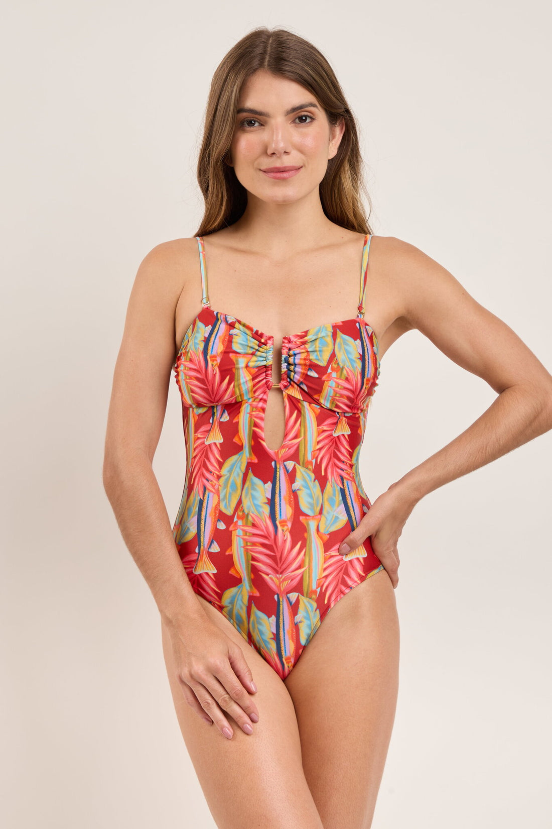 Model Front: Rio De Sol One Piece Swimsuits Sea-Bloom Sara-Op