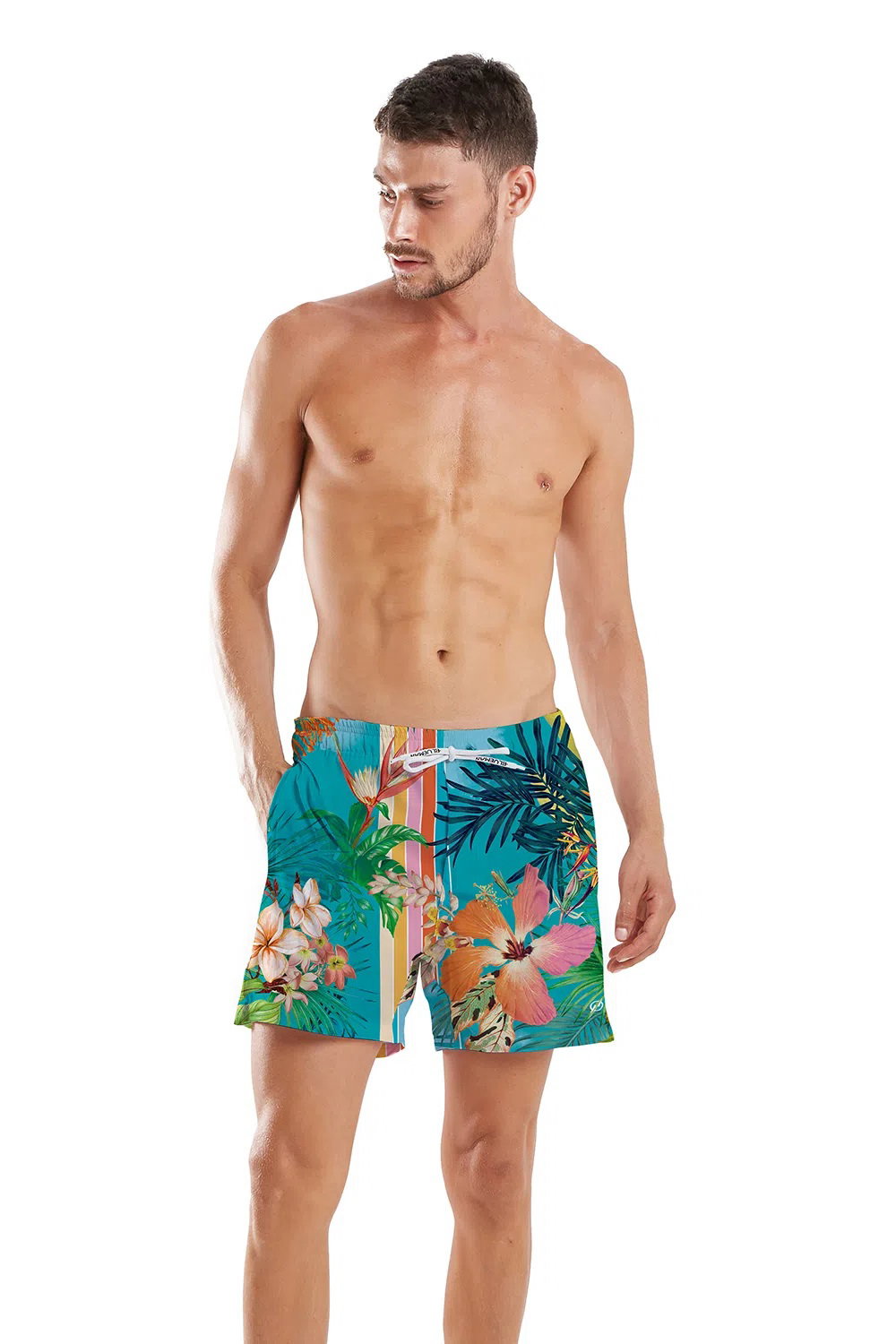 Model Front: Blueman Boardshorts Short Fiji Blue