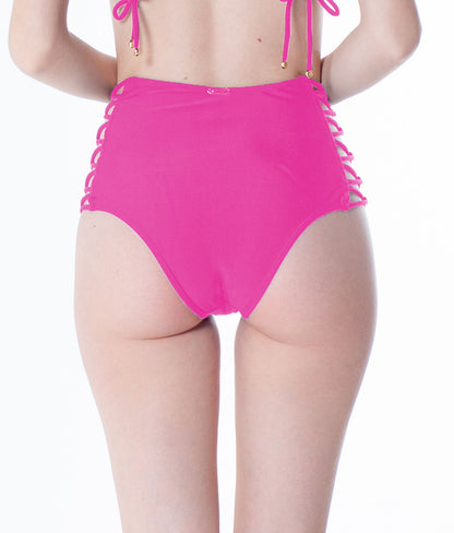 Model Back: La Playa Bottom Bottom Tiras Cruzadas Neon Rosa