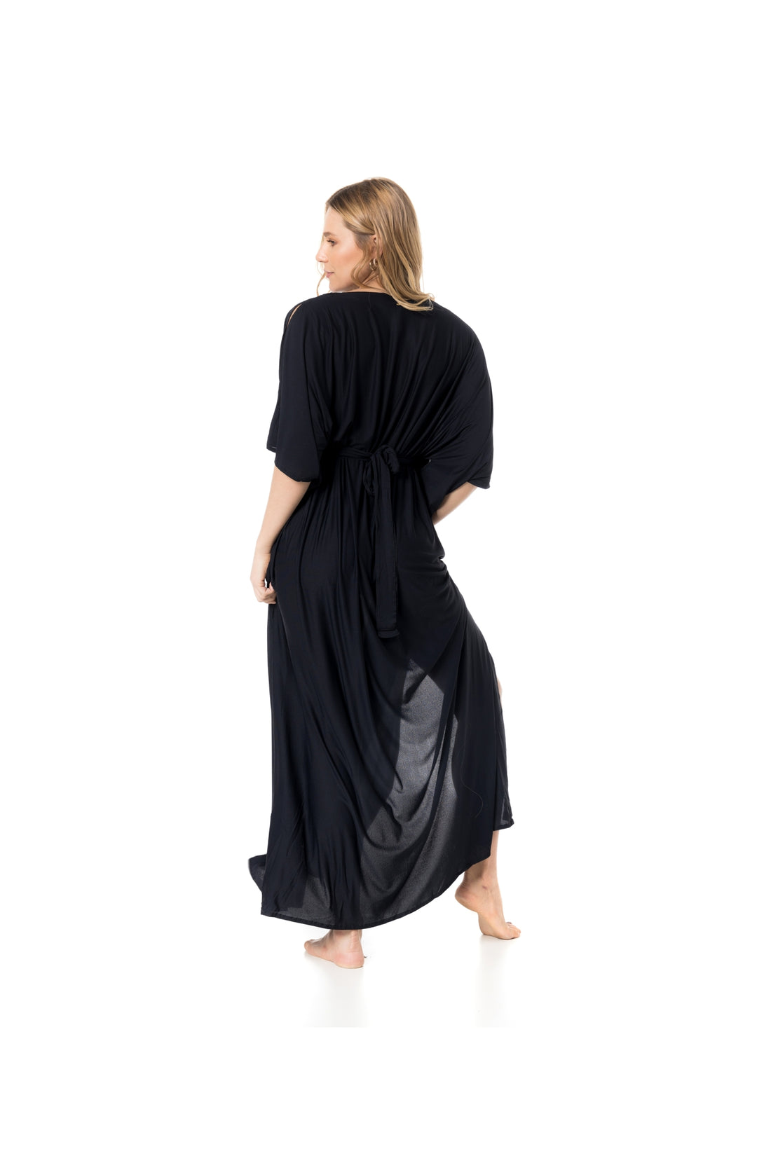 Model Back: Lua Morena Kaftans / Cover Ups Kaftan Longo Crepe Liso Preto