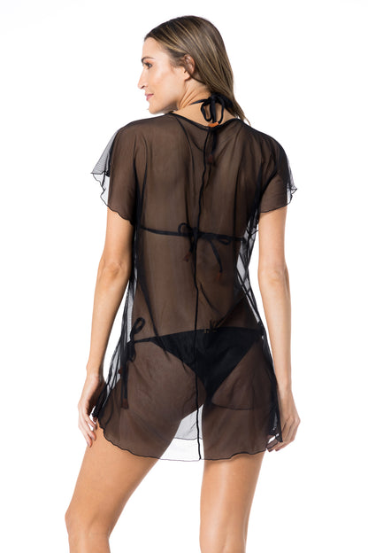 Model Front: Lua Morena Kaftans / Cover Ups Kaftan Tule Liso Preto