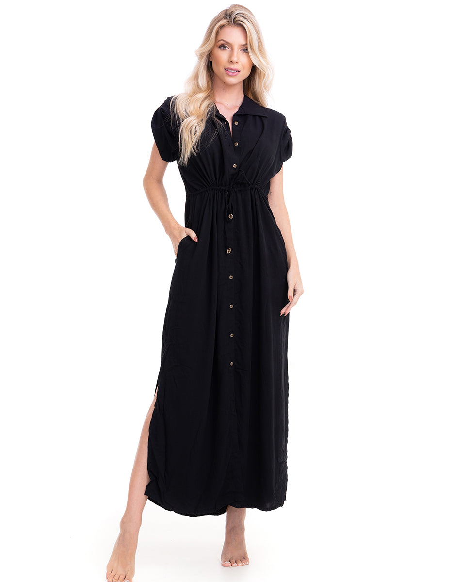 Gallery: Lua Morena Beach Dresses Long Shirtdress Liso Preto
