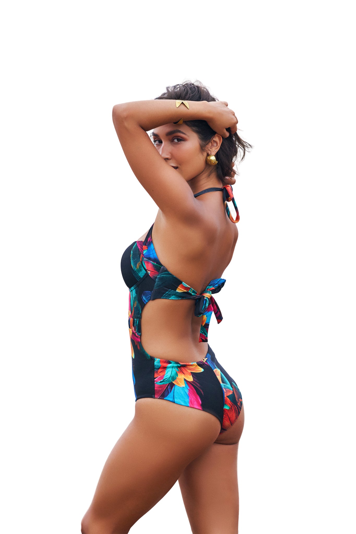 Model Back: Lua Morena One-Piece Meia-Taca Brinco Preto