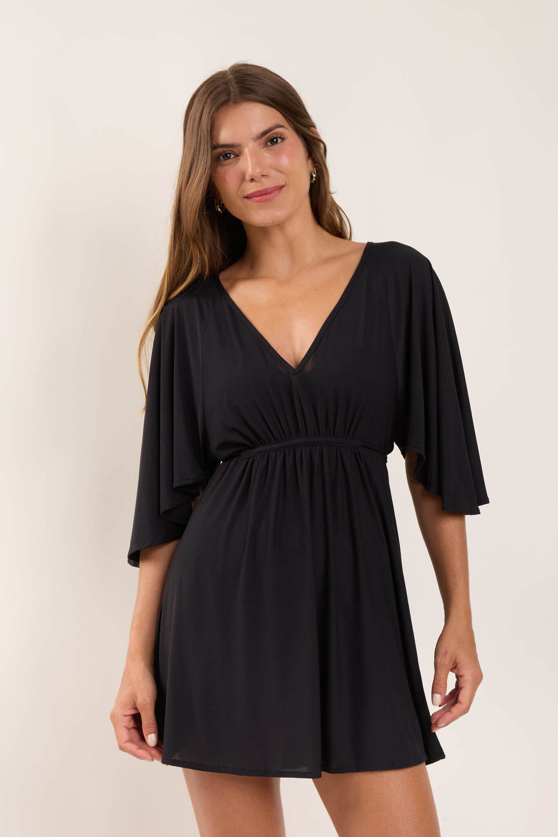 Model Front: Rio De Sol Beach Dresses Black Mini Dress