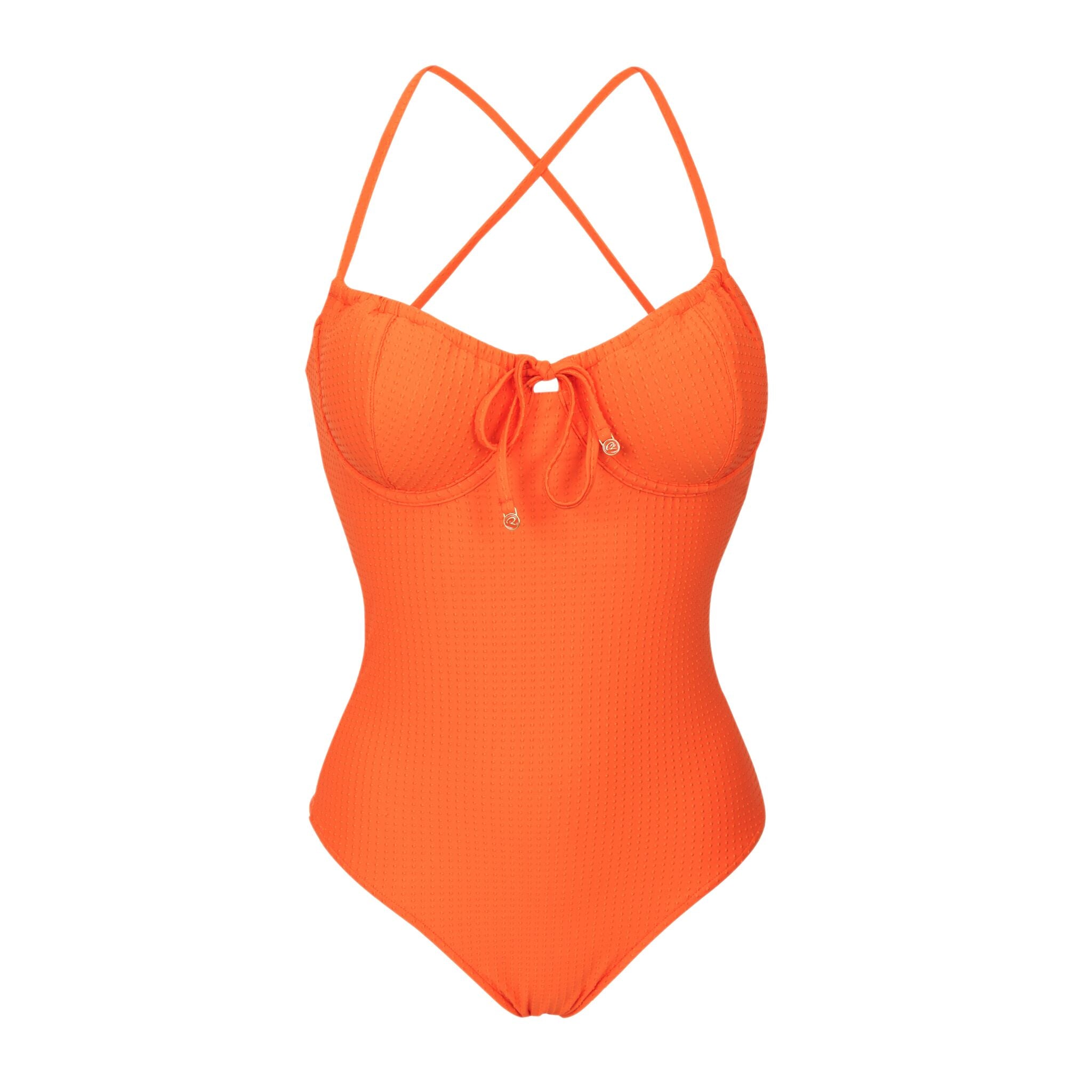 Product Front: Rio De Sol One-Piece Dots-Orange Julia