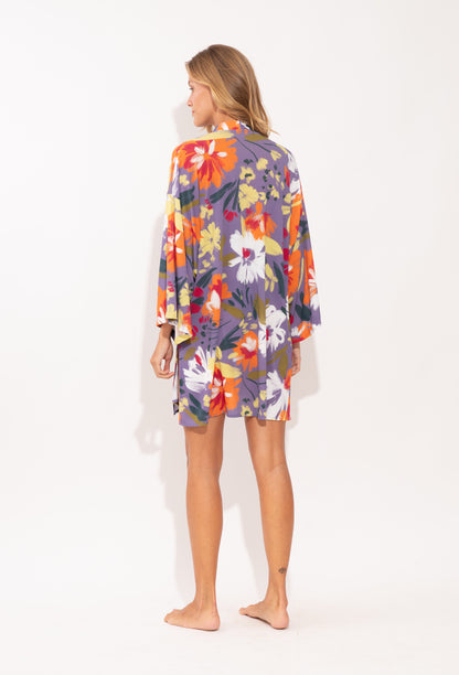 Model Back: Rio De Sol Beach Dresses Garden-Flower Kimono