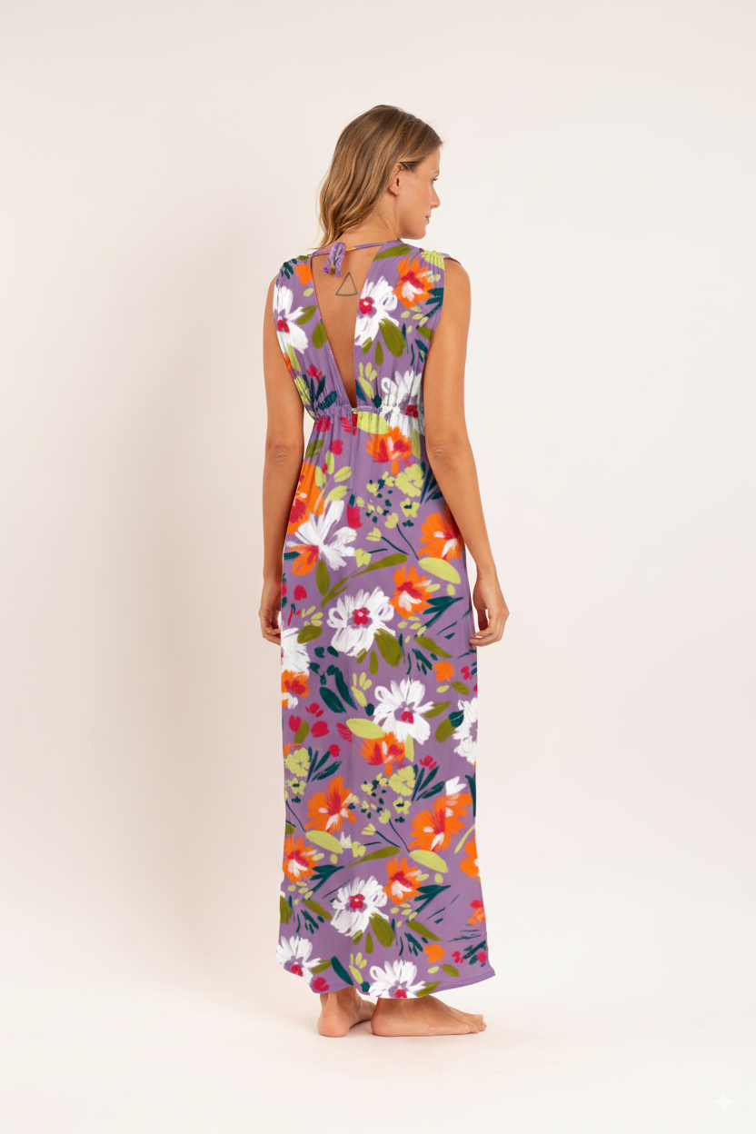 Model Back: Rio De Sol Beach Dresses Garden-Flower Long Dress Soleil