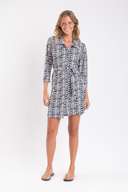 Model Front: Rio De Sol Shirtdress Ikat Chemise