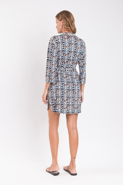 Model Back: Rio De Sol Shirtdress Ikat Chemise