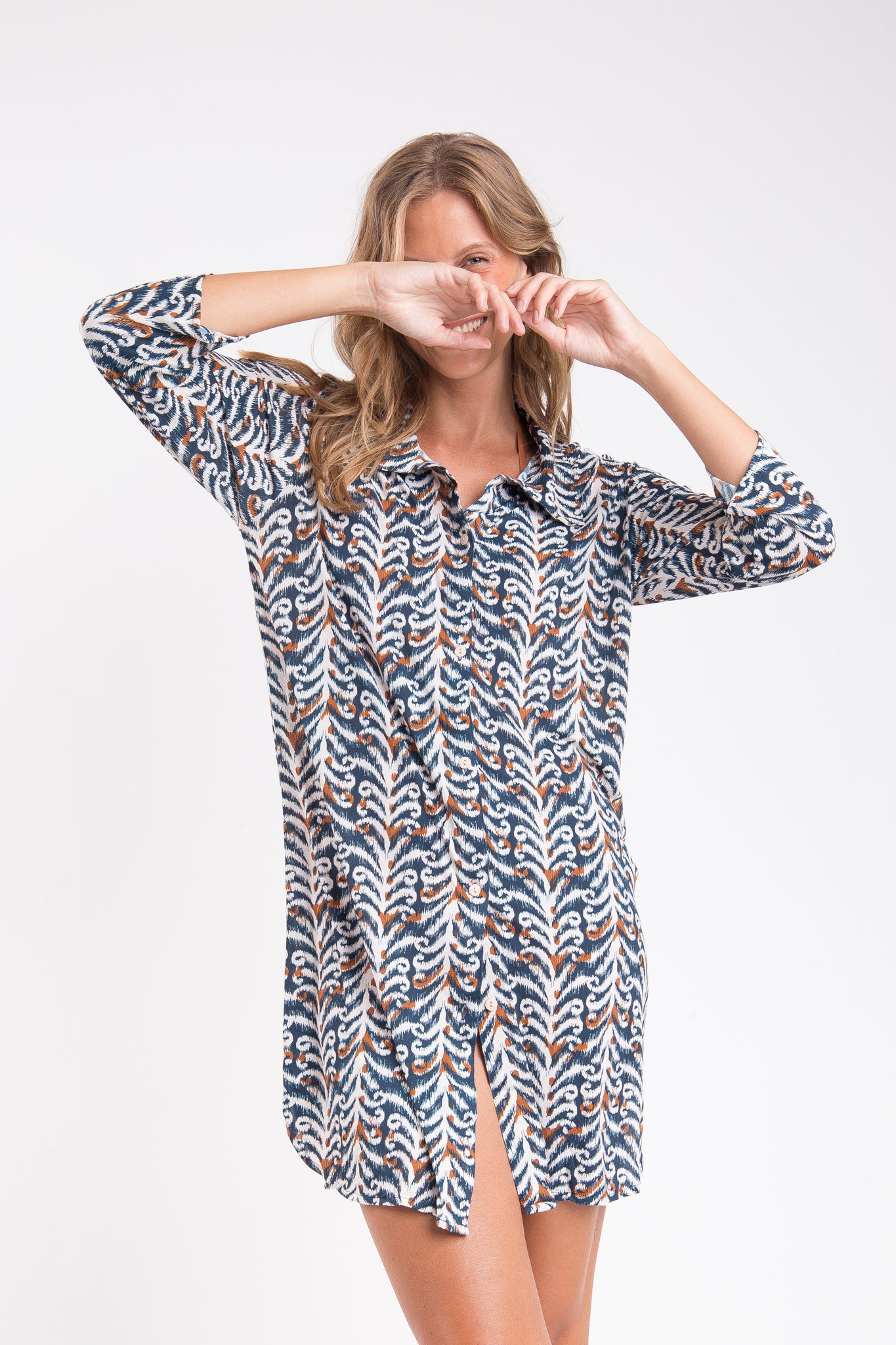 Image 08: Rio De Sol Shirtdress Ikat Chemise