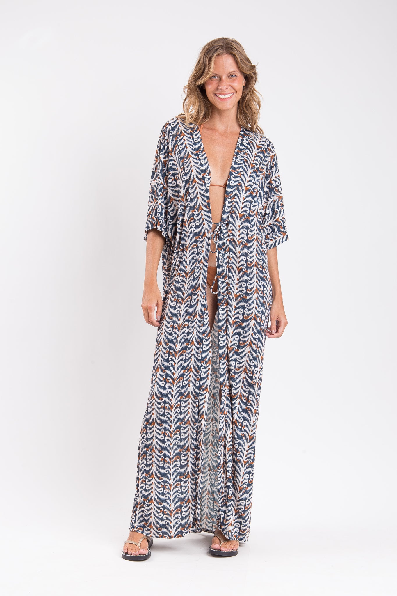 Model Front: Rio De Sol Maxi Dresses Ikat Long Dress