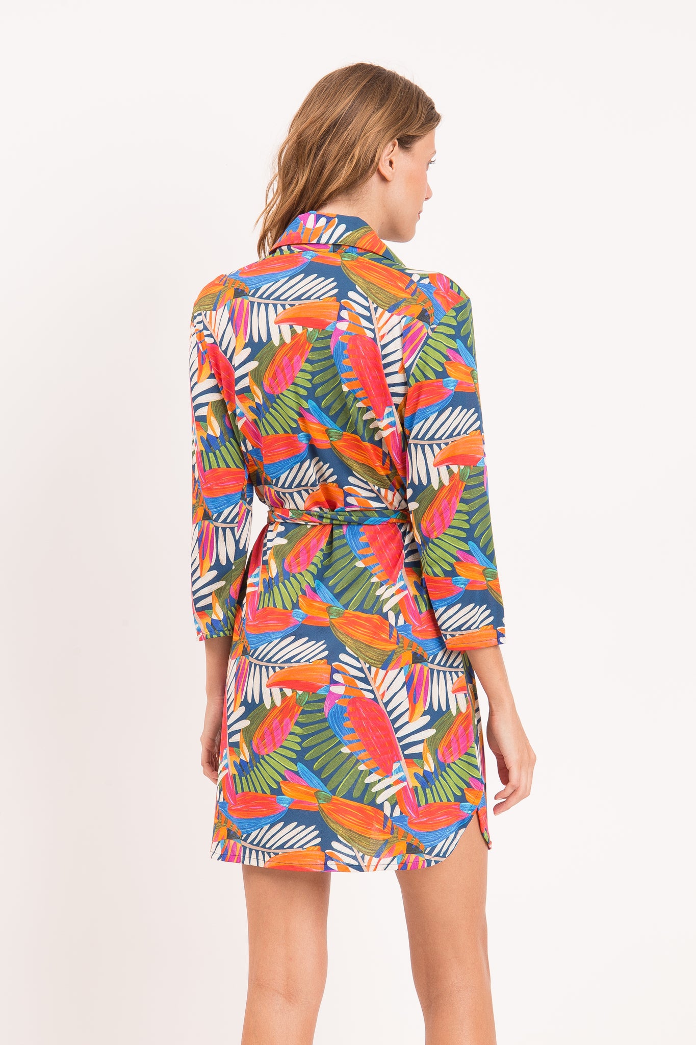 Model Back: Rio De Sol Shirtdress Jungle Chemise