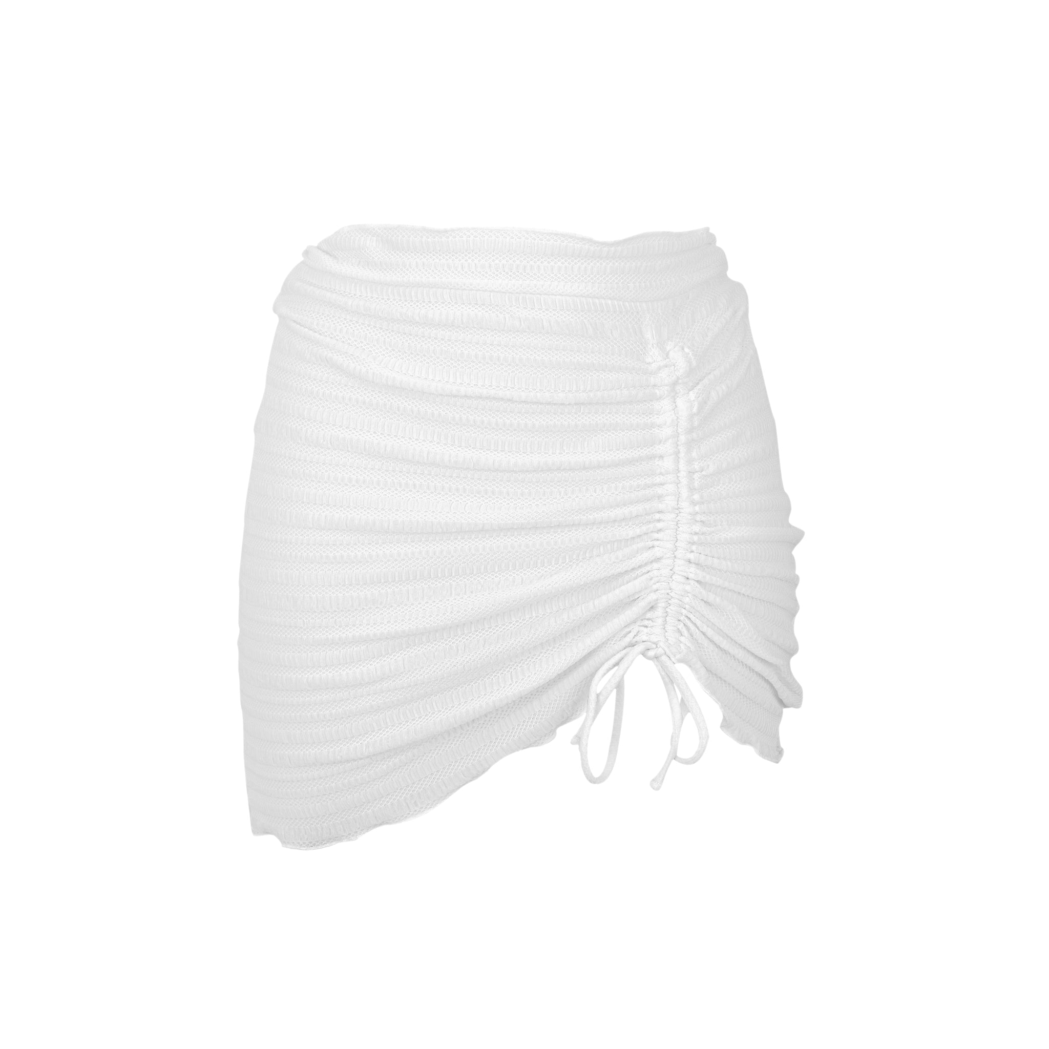 Product Front: Rio De Sol Beach Skirt Memphis-White Mini Skirt Ruched
