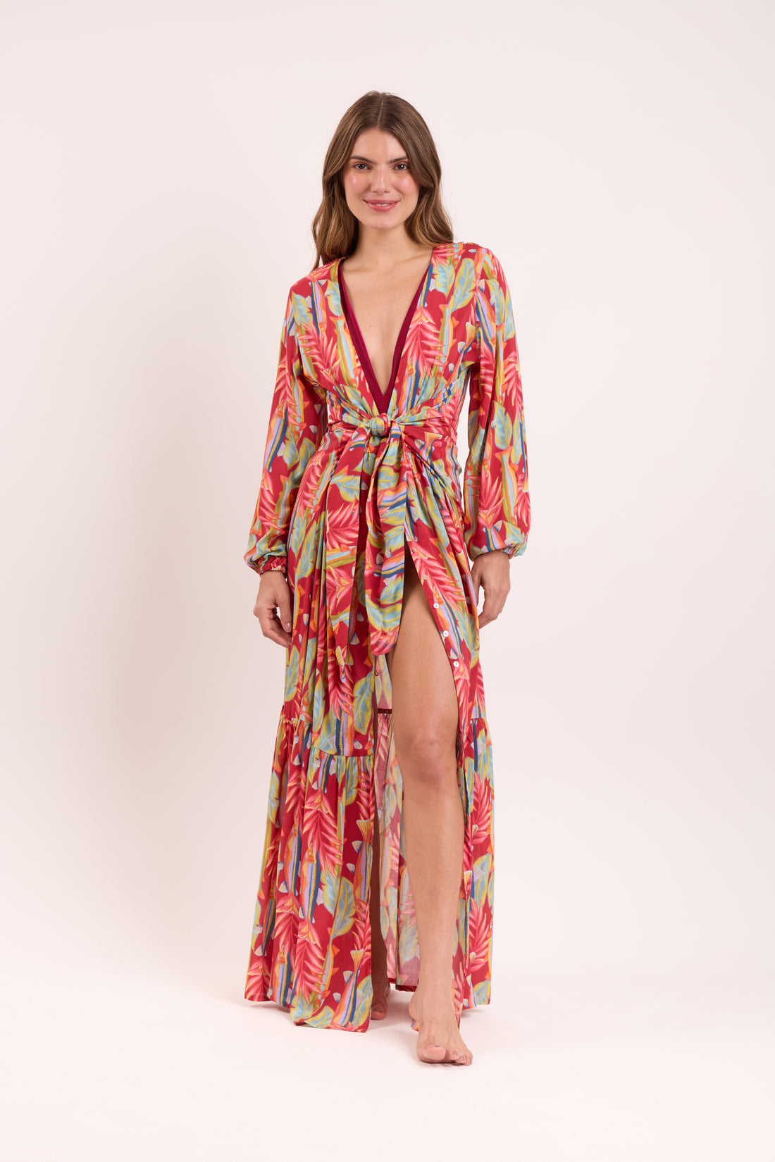 Model Front: Rio De Sol Beach Dresses Sea-Bloom Long Dress Verona