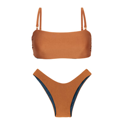 Product Front: Rio De Sol Set Set Nocciola Bandeau-Reto High-Leg