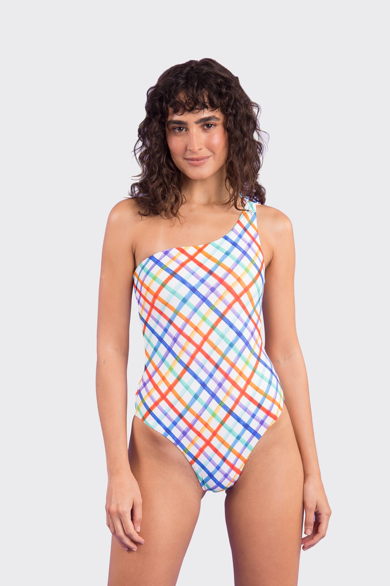 Model Front: Rio De Sol One-Piece Square Santorini
