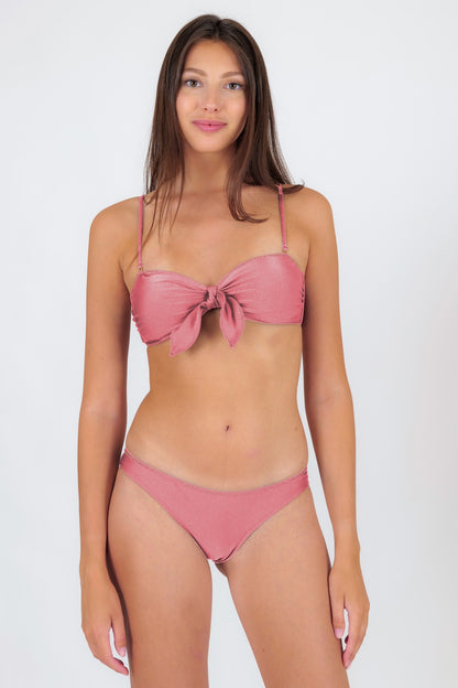 Model Front: Rio De Sol Top Top Shimmer-Confetti Bandeau-Knot