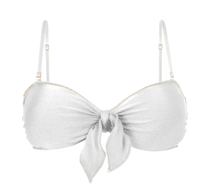 Product Front: Rio De Sol Top Top Shimmer-White Bandeau-Knot