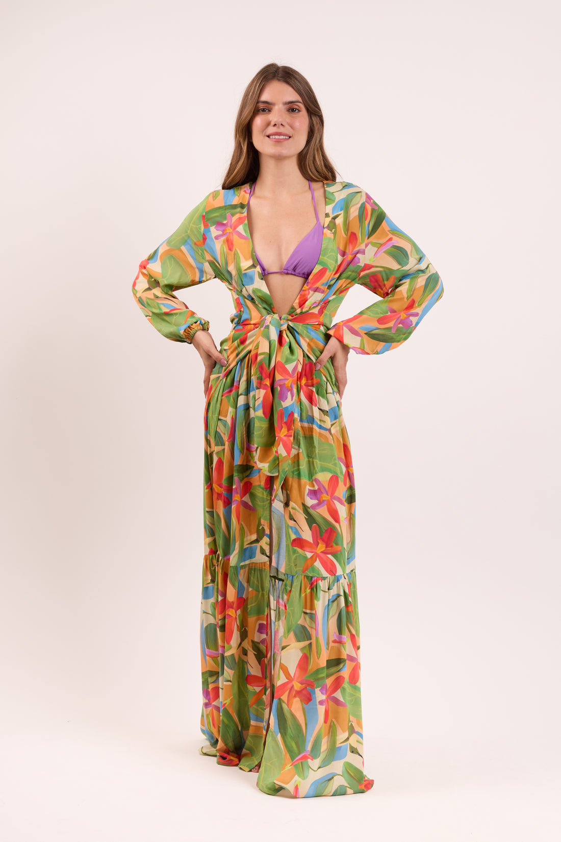 Model Front: Rio De Sol Beach Dresses Tropical Long Dress Verona