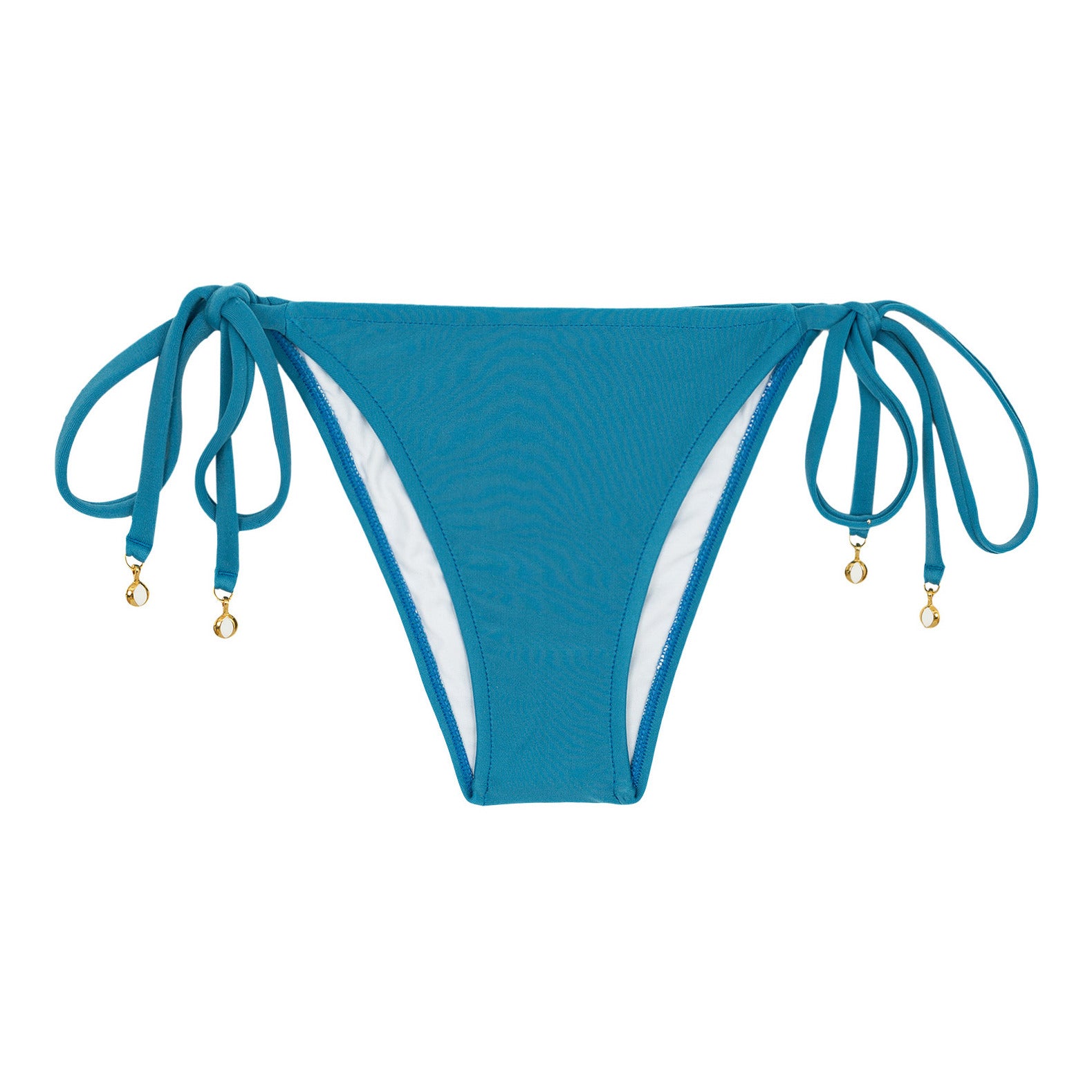 Rio de Sol Blue Brazilian Tie Side Swimwear Bottom with Rhinestone ...