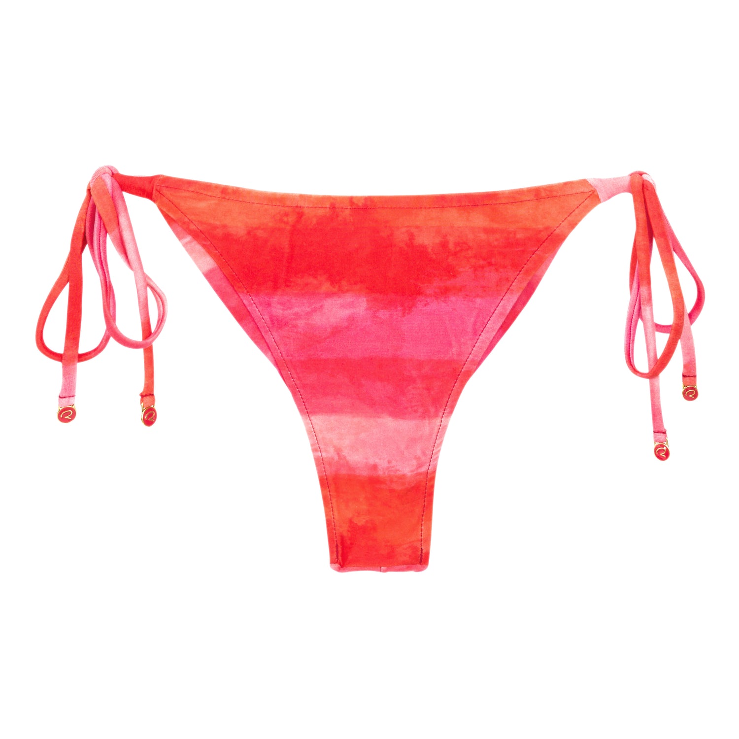 Rio de Sol Red Striped Tie Side Thong Swimwear Bottom - Cheeky