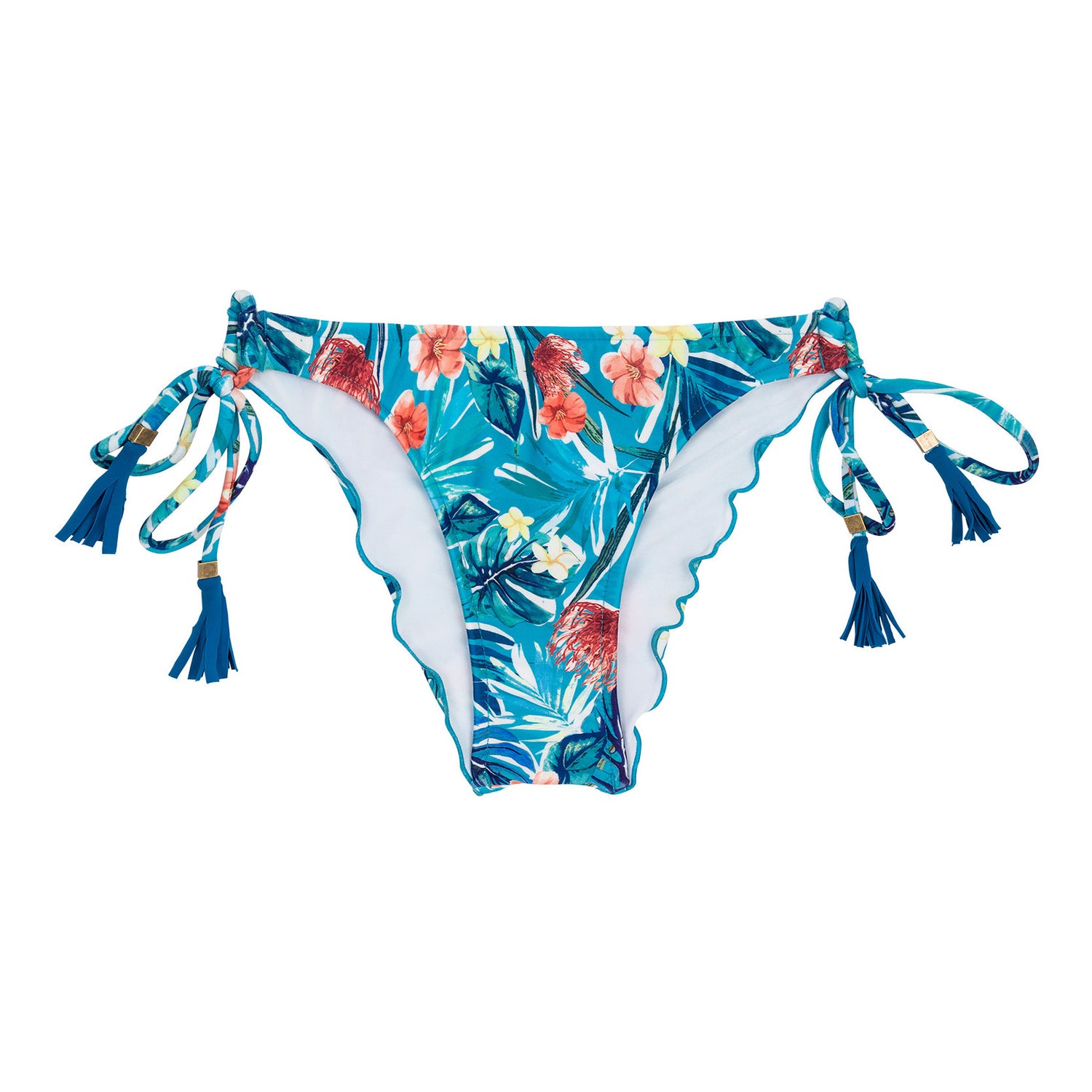 Rio de Sol Bottom Isla Bra - Floral Print, Tie Side, Brazilian Coverage  (Blue) – Rio Swim Shop