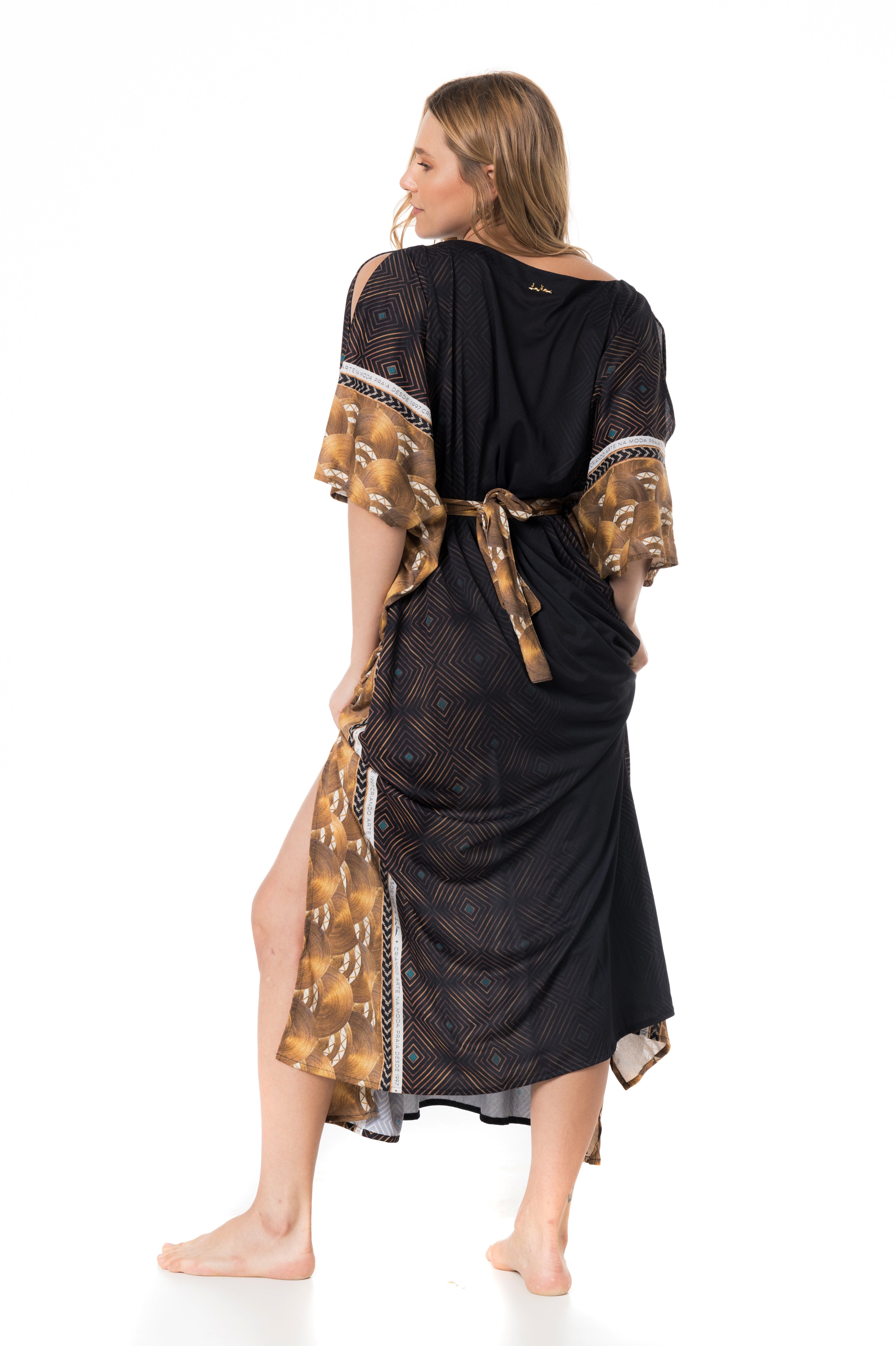 Kaftan Longo Crepe Fases da Lua