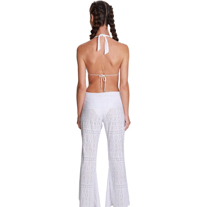 Tie Front Pant White