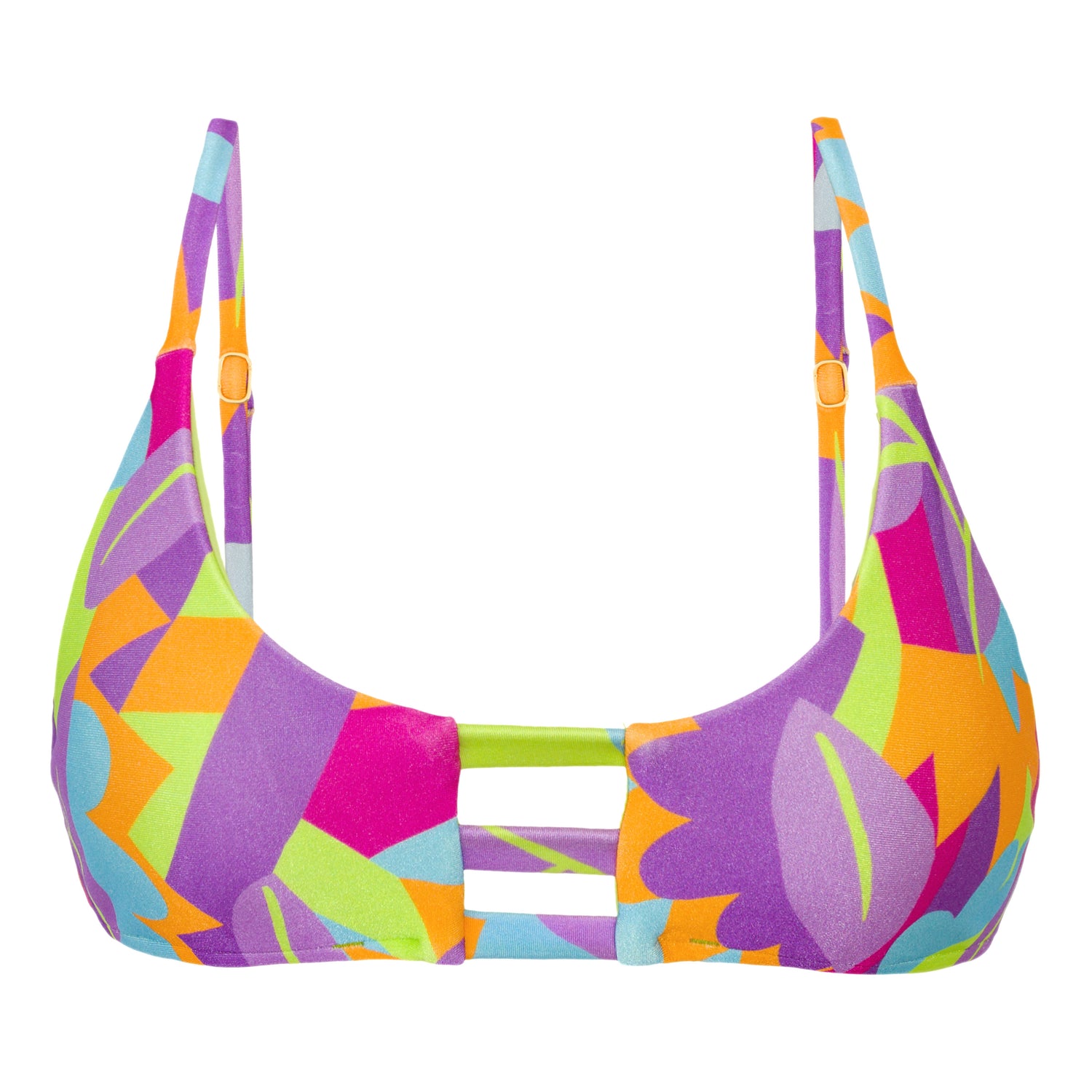 Rio de Sol Geometric Bralette Swimwear Top - Multicolor - UPF 50+