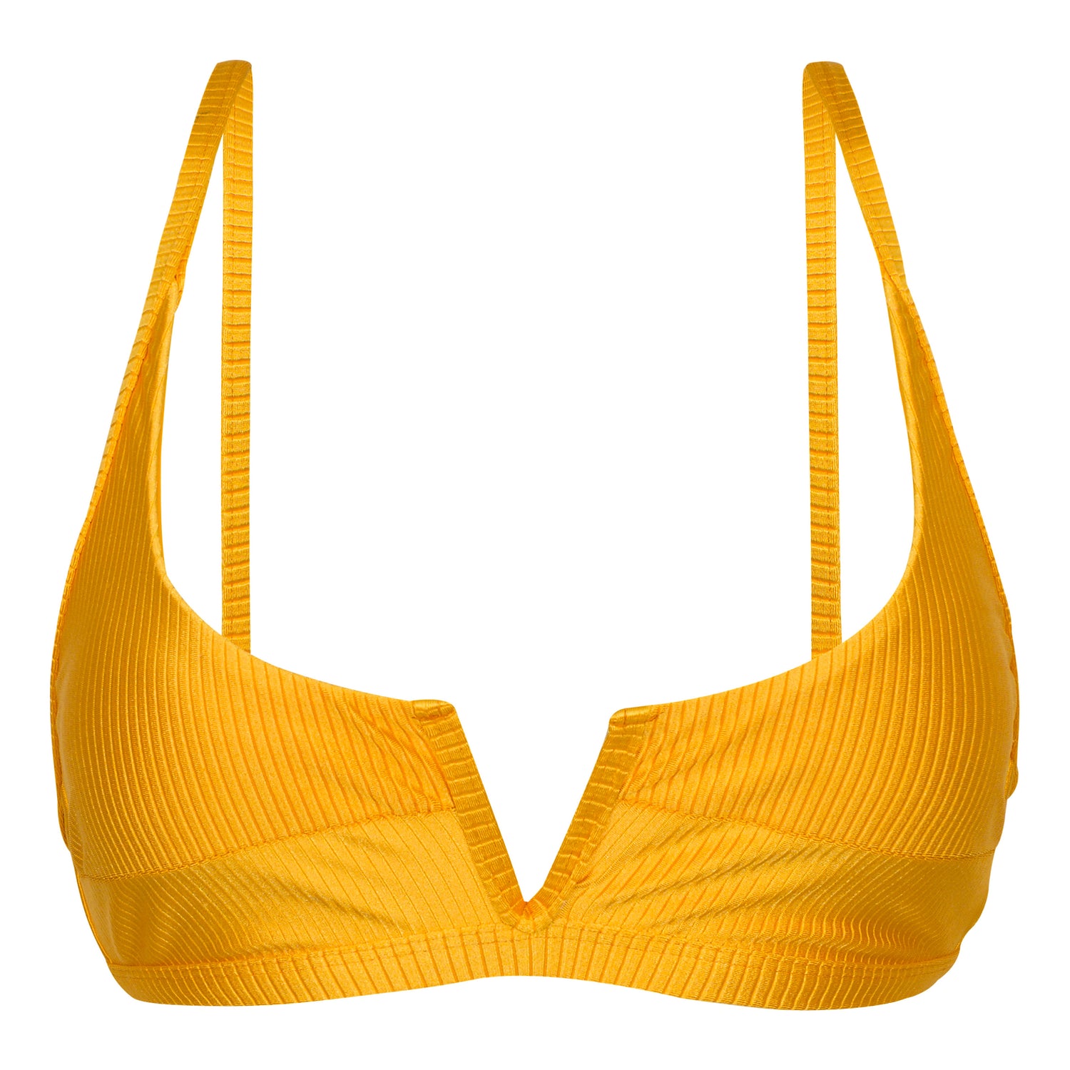 Rio de Sol Eden-Pequi Bra-V: Textured Bi-Material Swimwear Top